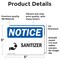 Signmission Sanitizer Sign With Symbol, 5 in W x Rectangle, Vinyl Decal OS-2PACK-NS-D-35-L-18240 - alternate 3
